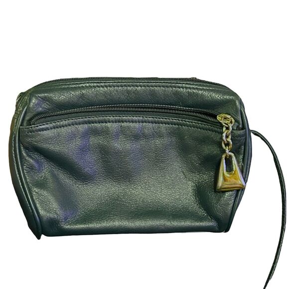 Giani Bernini Dark Green Pebbled Leather Small Crossbody Purse Shoulder Bag - Picture 2 of 12